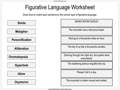 Volcanoes Unit 3 Figurative Language Worksheet English Year 5