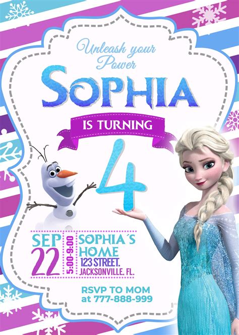 Frozen 2 Birthday Invitation Girl Birthday Invitationpurple Etsy