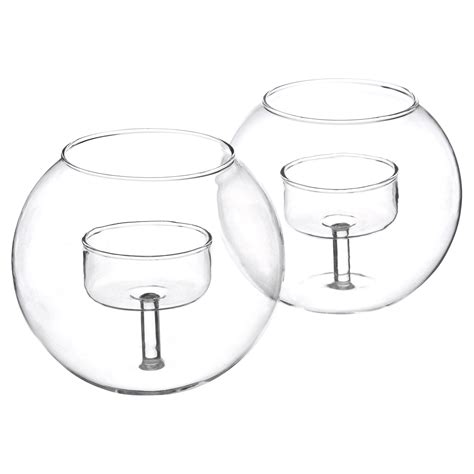 Round Glass Tea Light Candle Holders Set Of 2 Clear Glass Votive Candle Holders Table