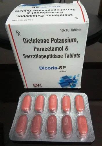 Diclofenac Potassium Paracetamol And Serratiopeptidase Tab Packaging Type Strips At Rs 750box