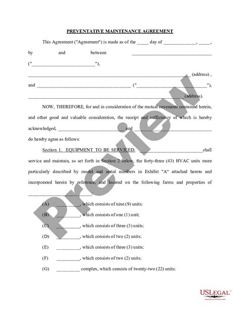 Connecticut Preventative Maintenance Agreement Hvac Service Agreement Template Us Legal Forms