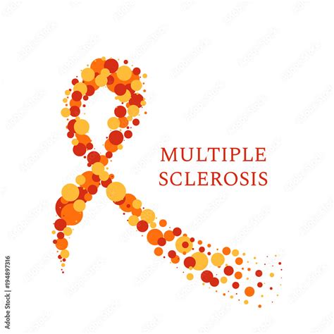 Multiple Sclerosis Ribbon Awareness Poster With An Orange Bow Made Of