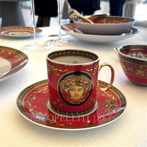 Versace Coffee Cup And Saucer Medusa Red Versace Gift