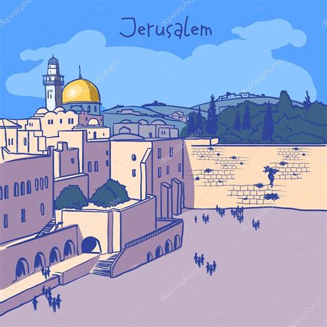 Jerusalem, Israel old city skyline — Stock Vector © museyushaya #88660076