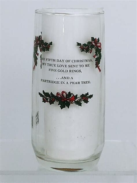 Twelve Days Of Christmas Drinking Glass 5th Day Replacement Glass Indiana Glass Table Decor