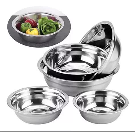 Kit Pzs Tazon Bowl Ensaladera Acero Inoxidable Cocina Meses Sin Inter S