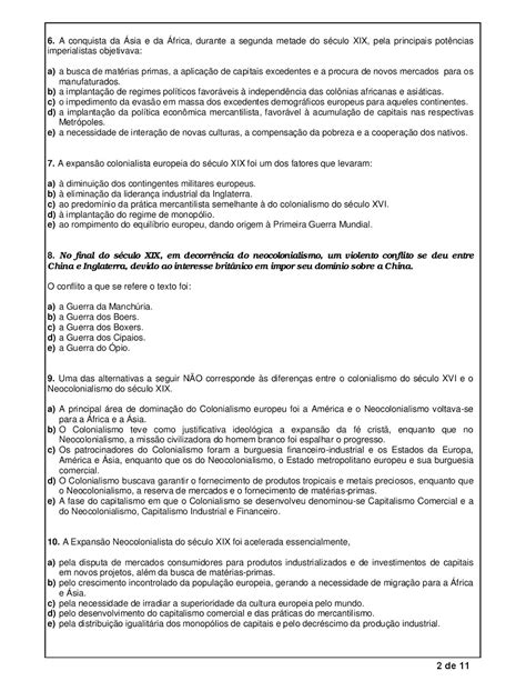 Prova De HistÓria 8° Ano Com Gabarito AvaliaÇÕes Atividades Para