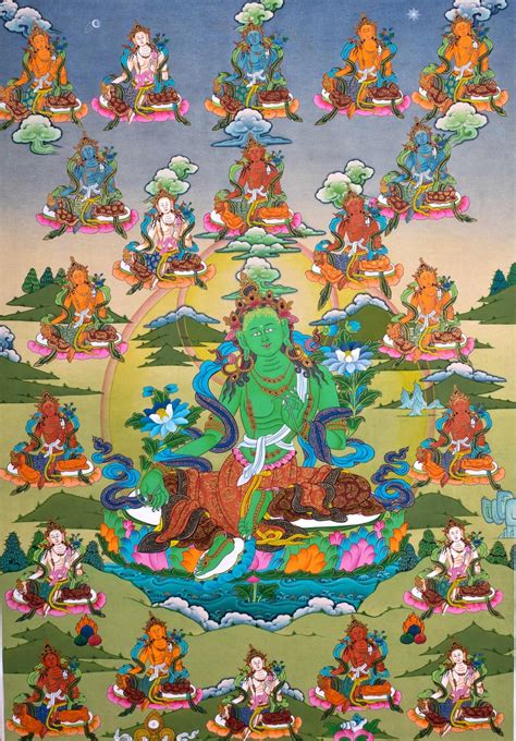 21 Forms Of Tara On Thangka Painting Himalayas Shop