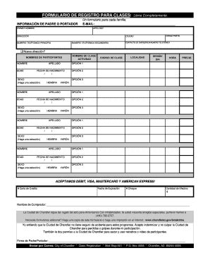 Fillable Online Chandleraz Bilingual Registration Form General City