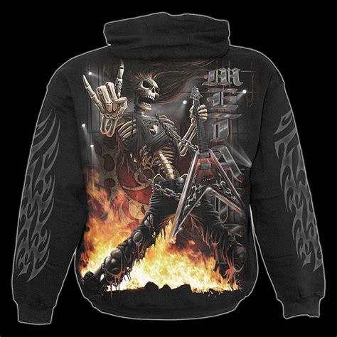 Kapuzenpulli Heavy Metal Skelett Rock Salute Kapuzenpullover