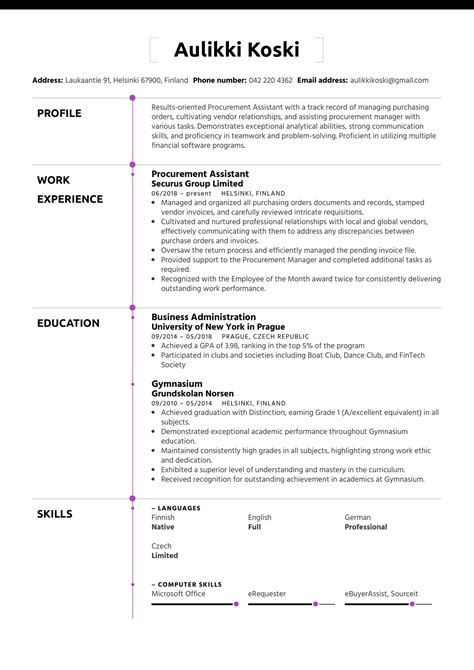 Procurement Assistant Resume Sample Kickresume