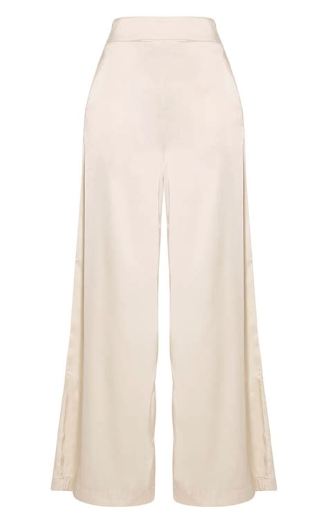 Ida Champagne Satin Palazzo Trousers Prettylittlething