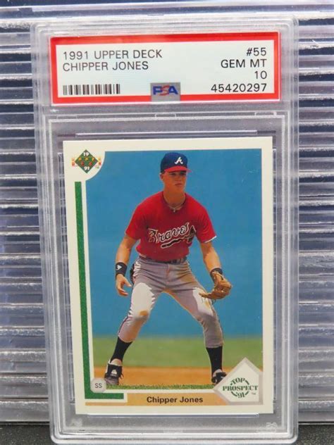 1991 Upper Deck Chipper Jones Rookie Card RC 55 PSA 10 Gem Mint Braves