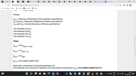 How To Calculate And Solve For Modulus Of Elasticity Of Composites Lower Bound Composites