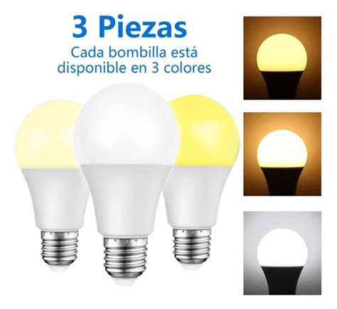 Foco Led 9w Luz Fría cálida E27 Ahorrador 3 Focos Meses sin interés