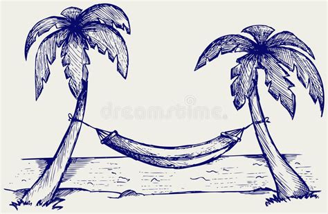 Romantic Hammock Between Palm Trees Doodle Style Sponsored Palm