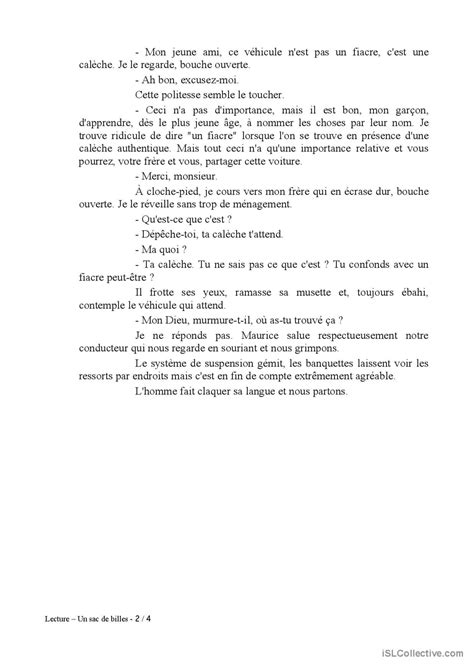 Un Sac De Billes Extraits De Josep Fran Ais Fle Fiches Pedagogiques