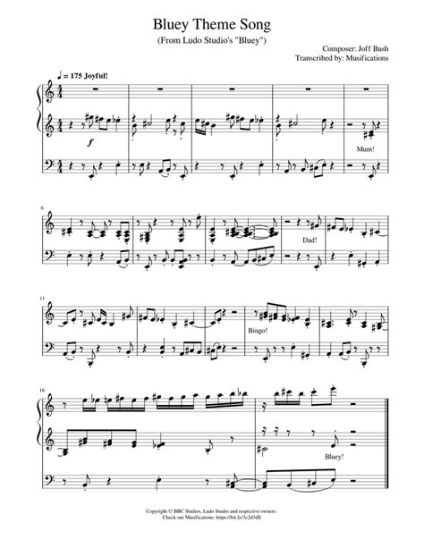 ABC Kids' Bluey Theme Song Sheet music for Piano | Download free in PDF ...