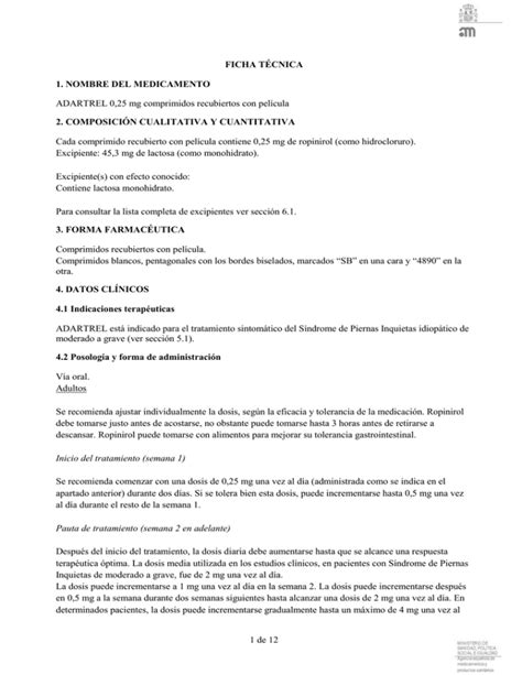 1 De 12 Ficha TÉcnica 1 Nombre Del Medicamento