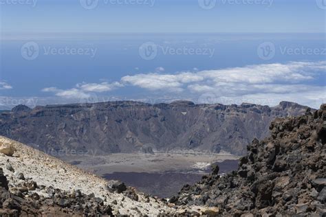 Vista Desde El Volc N Teide Las Canadas Caldera Con Lava Solidificada