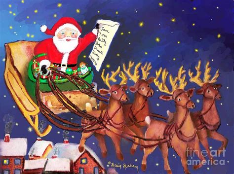 Santa Claus And His Reindeers Digital Art By Dessie Durham