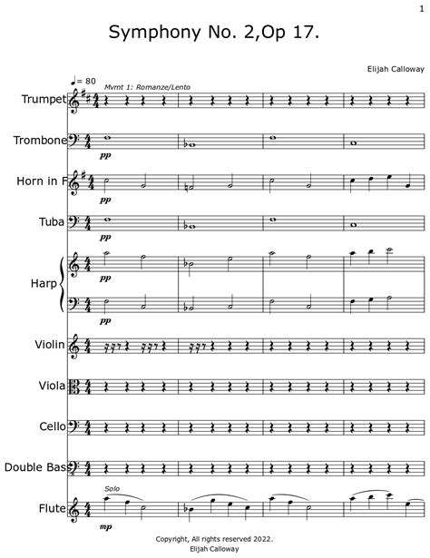 Symphony No 2 Op 17 Sheet Music For Trumpet Trombone Horn In F