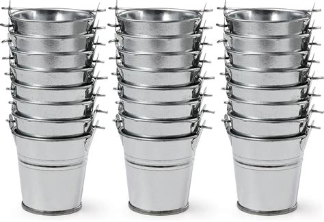 Amazon Takma Inch Galvanized Mini Tin Buckets Pcs Silver