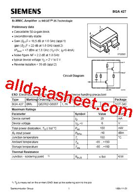 BGA427 Datasheet(PDF) - Siemens Semiconductor Group