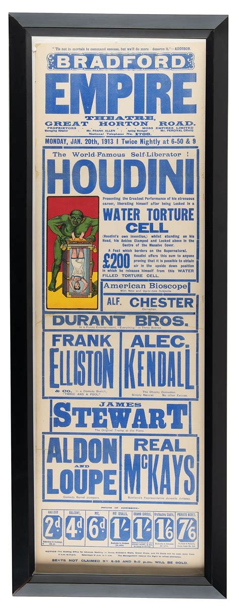 Harry Houdini Water Torture Cell Broadside Poster Rr