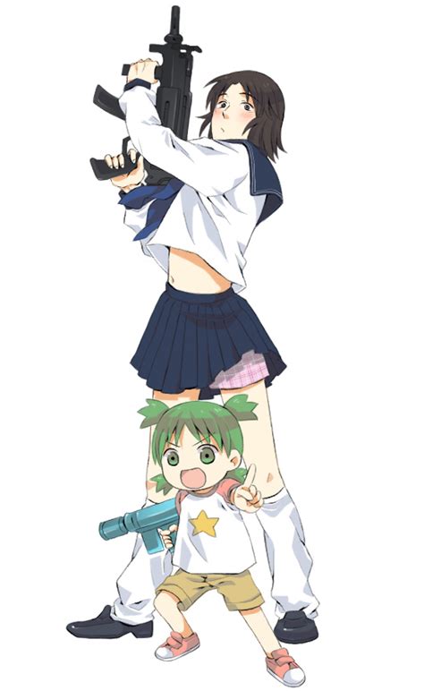 Safebooru Boxers Crossdressinging Green Eyes Green Hair Gun Koiwai