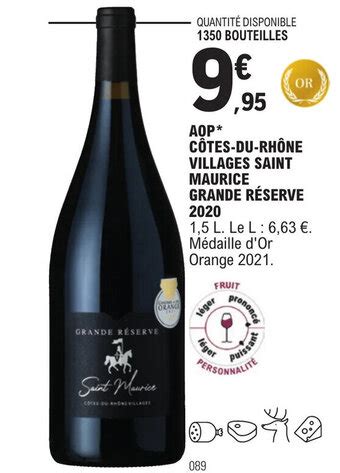 Promo AOP CÔTES DU RHÔNE VILLAGES SAINT MAURICE GRANDE RÉSERVE 2020