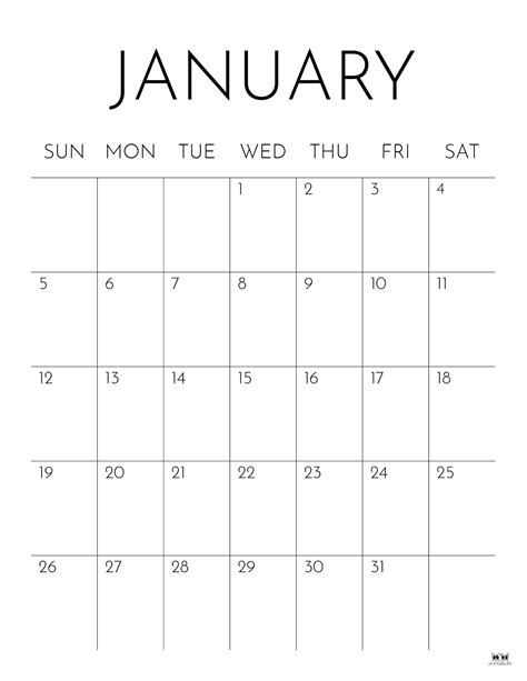 January 2025 Calendars 107 Free Printables Printabulls