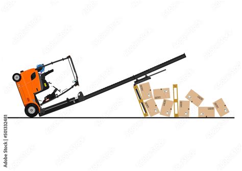 Tipping Forklift Accident Vector Design Of An Overturned Forklift