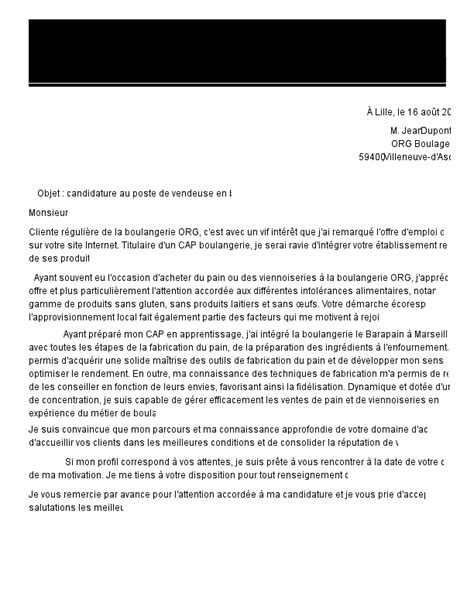 Exemples de lettre de motivation de boulangerie à télécharger