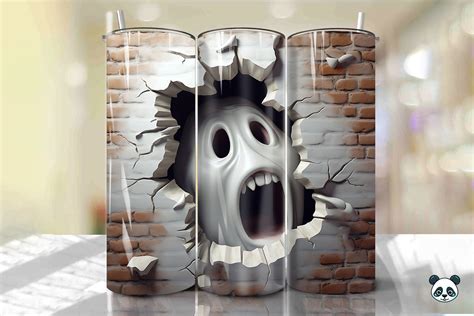 3D Ghost Cracked Hole Tumbler Wrap Illustration Par Pandastic