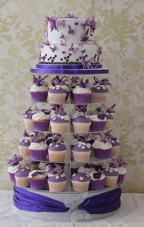 Purple And White Butterfly Wedding Cake Decorated Cake Cakesdecor