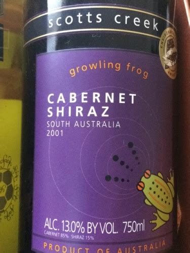 Scotts Creek Growling Frog Cabernet Shiraz Vivino Brasil