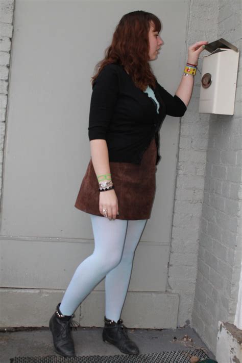 Ice Blue Outfit Tights Vintage Suede Mini Skirt Danglin Flickr