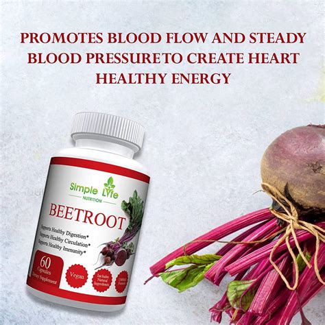 Organic Beet Root Powder Capsules Nitric Oxide Booster 60ct Simple Life Nutrition