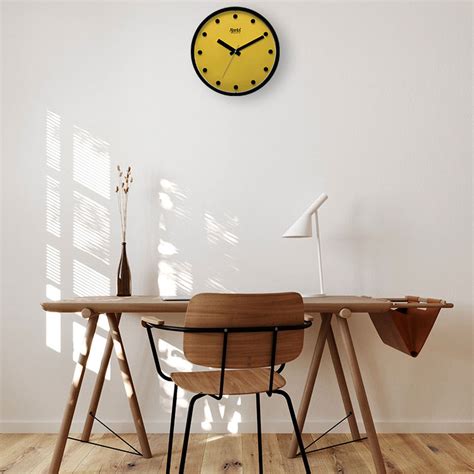 Yellow Designer Sweep Second Clock Orpat