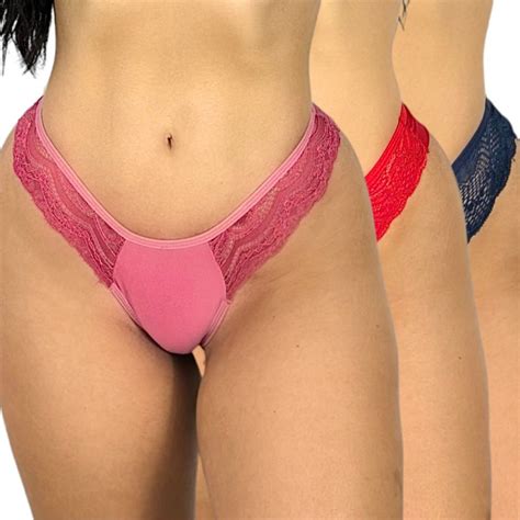 Kit Calcinha Fio Duplo Lingerie Renda Lateral Confortavel Tanga Dia Dia Moda Intima Feminina