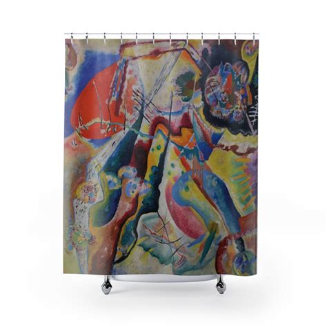 Red Chalkboard Shower Curtain Vintage Abstract Painting Wassily Kandinsky 1914