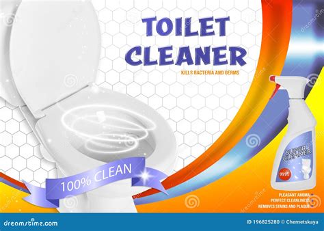 Toilet Cleaner And Shiny Unstained Bowl Ad Design Stock Illustration Illustration Of Ceramic