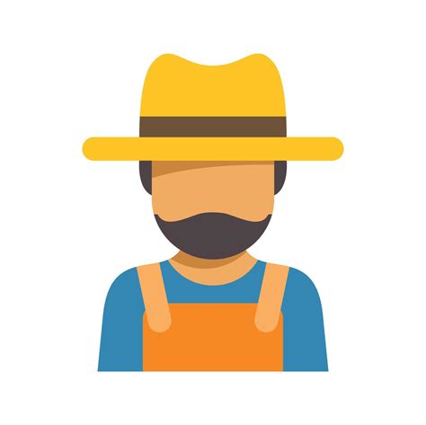 farmer icon wearing hat  beard flat design  vector art
