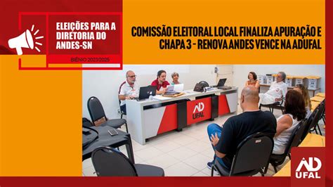 Comissão Eleitoral Local finaliza apuração e Chapa 3 Renova Andes