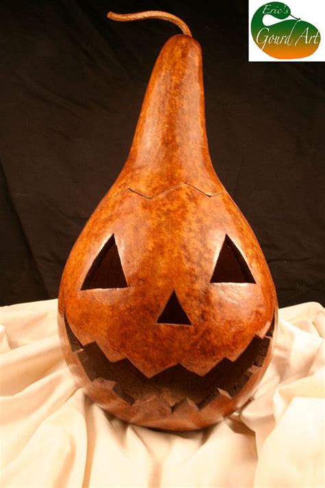 Gourd Jack O Lantern With Stained Wood Look By Ericsgourdart