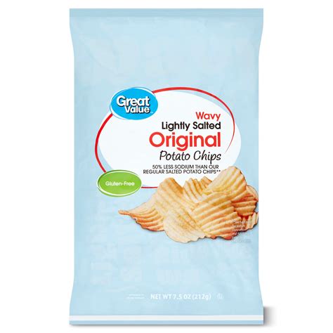 Great Value Wavy Lightly Salted Original Potato Chips 7 5 Oz