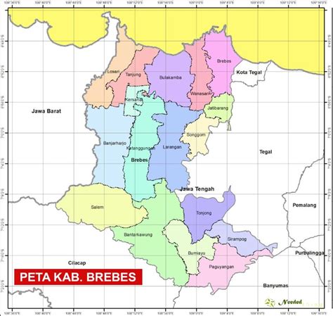 Peta Kabupaten Brebes Lengkap 17 Kecamatan Uspaceid