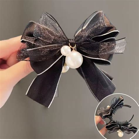 Mesh Bowknot Vertical Clip Korean Style Bowknot Ponytail Holder Bowknot