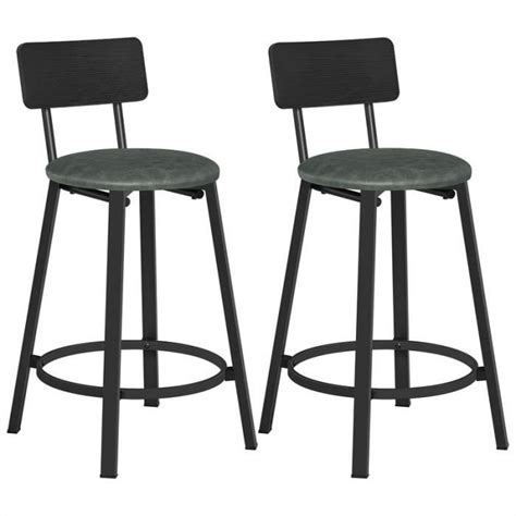 Tabouret de Bar VASAGLE Lot de 2 Siège Haut avec Dossier et